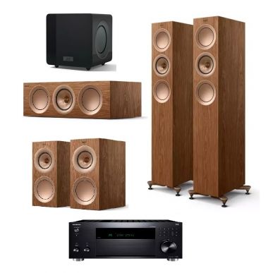 Домашний кинотеатр 5.1 KEF R5 Walnut + AV-ресивер Onkyo TX-RZ50 B M2